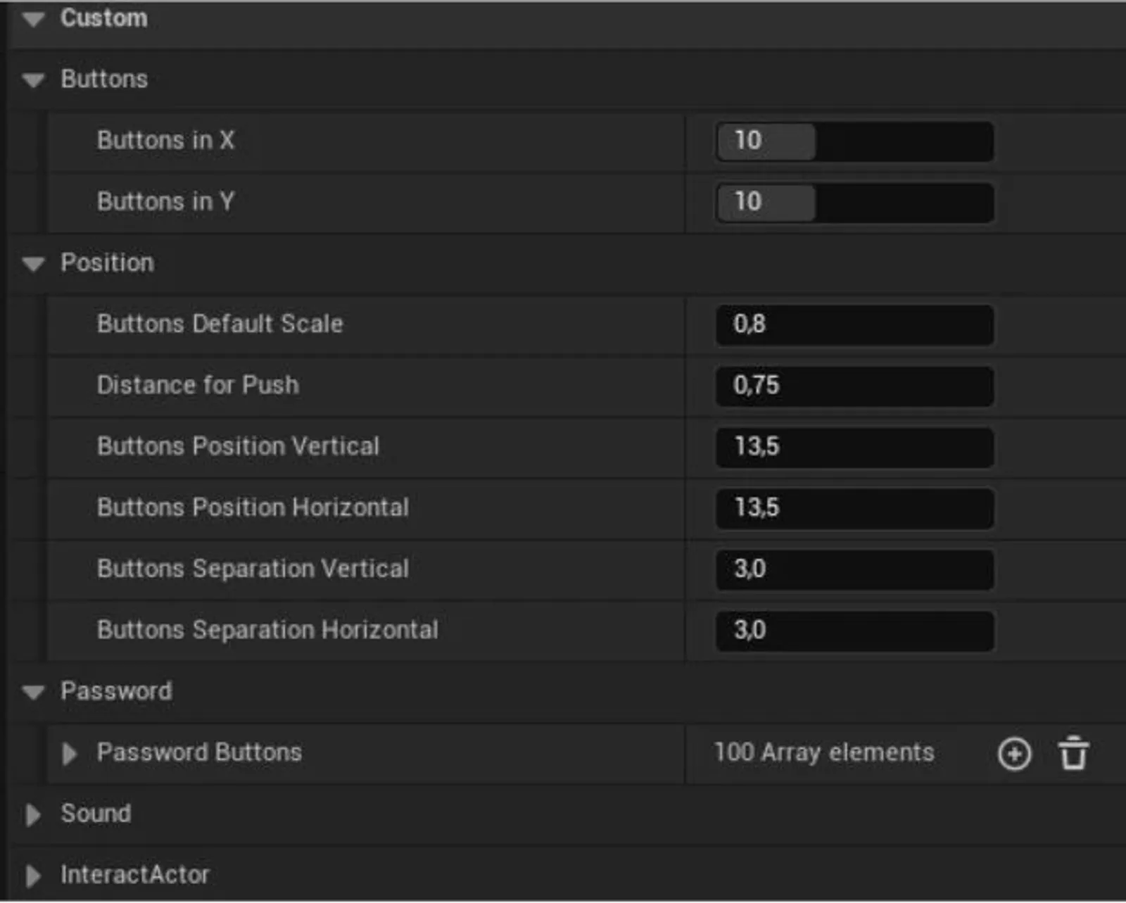 BinaryPanelBlueprint options