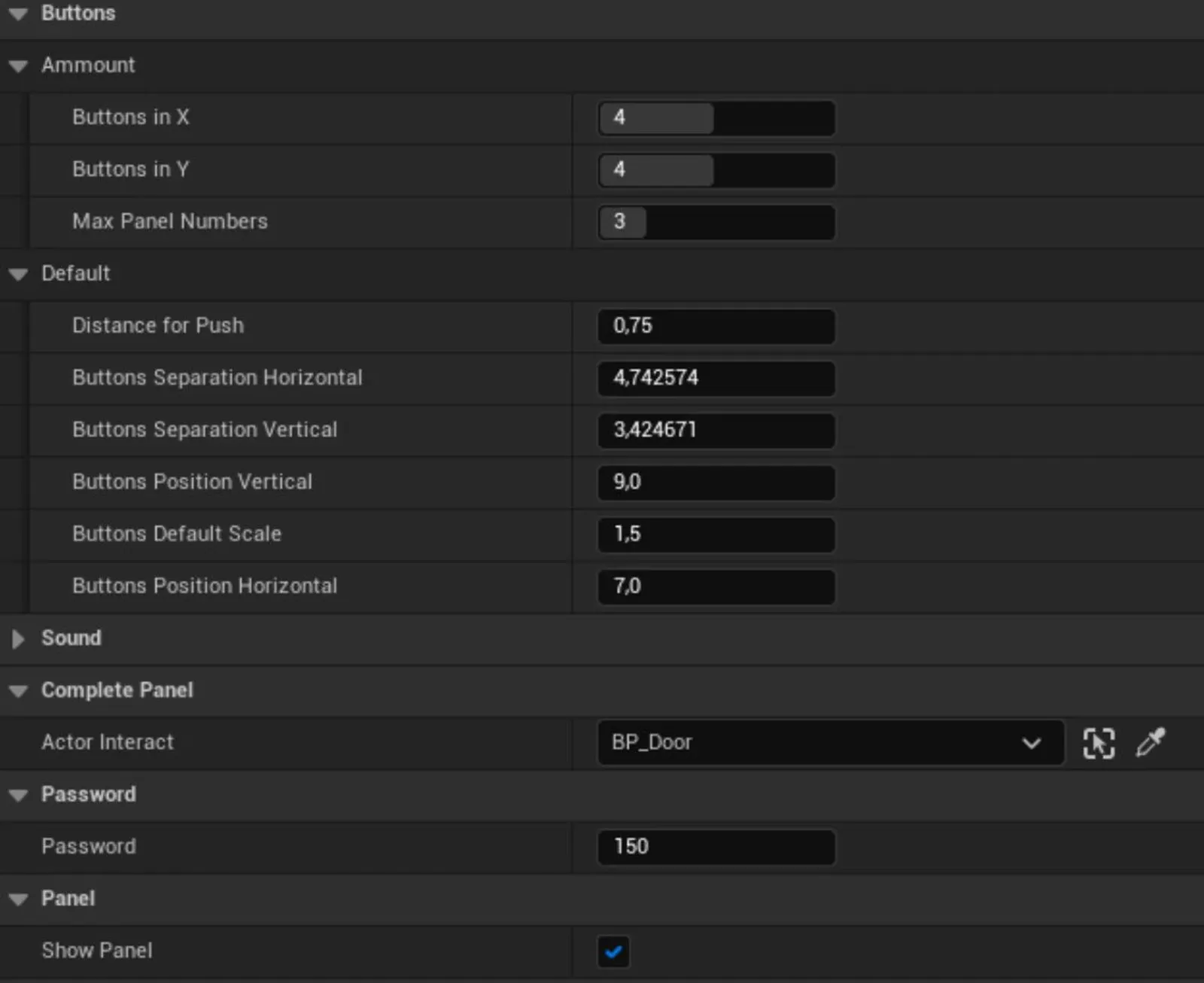 BinaryPanelBlueprint options