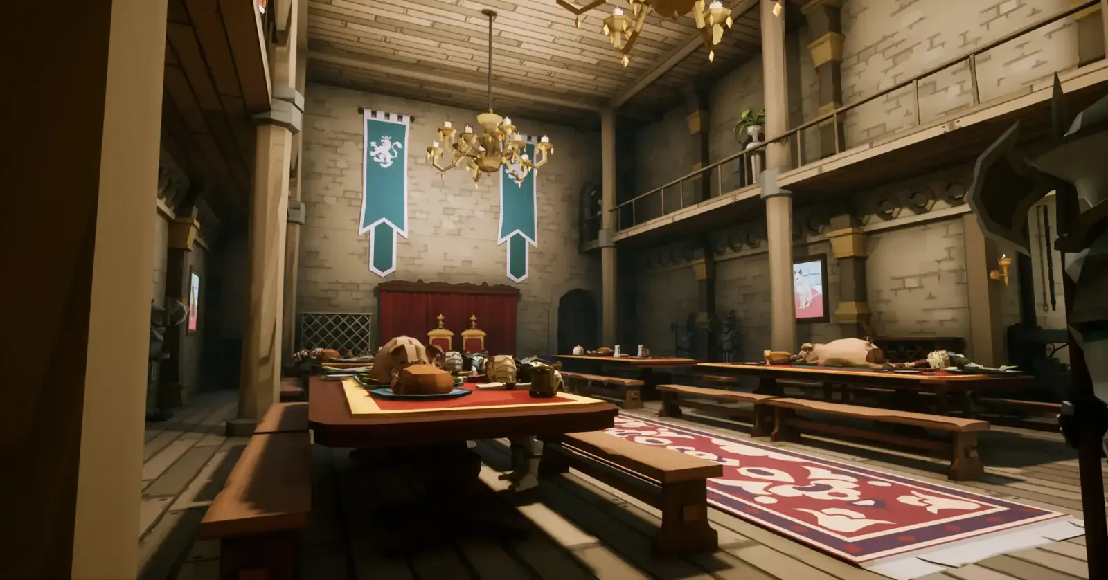 Sala de puzles de Escape from Blackwood con estilo low poly