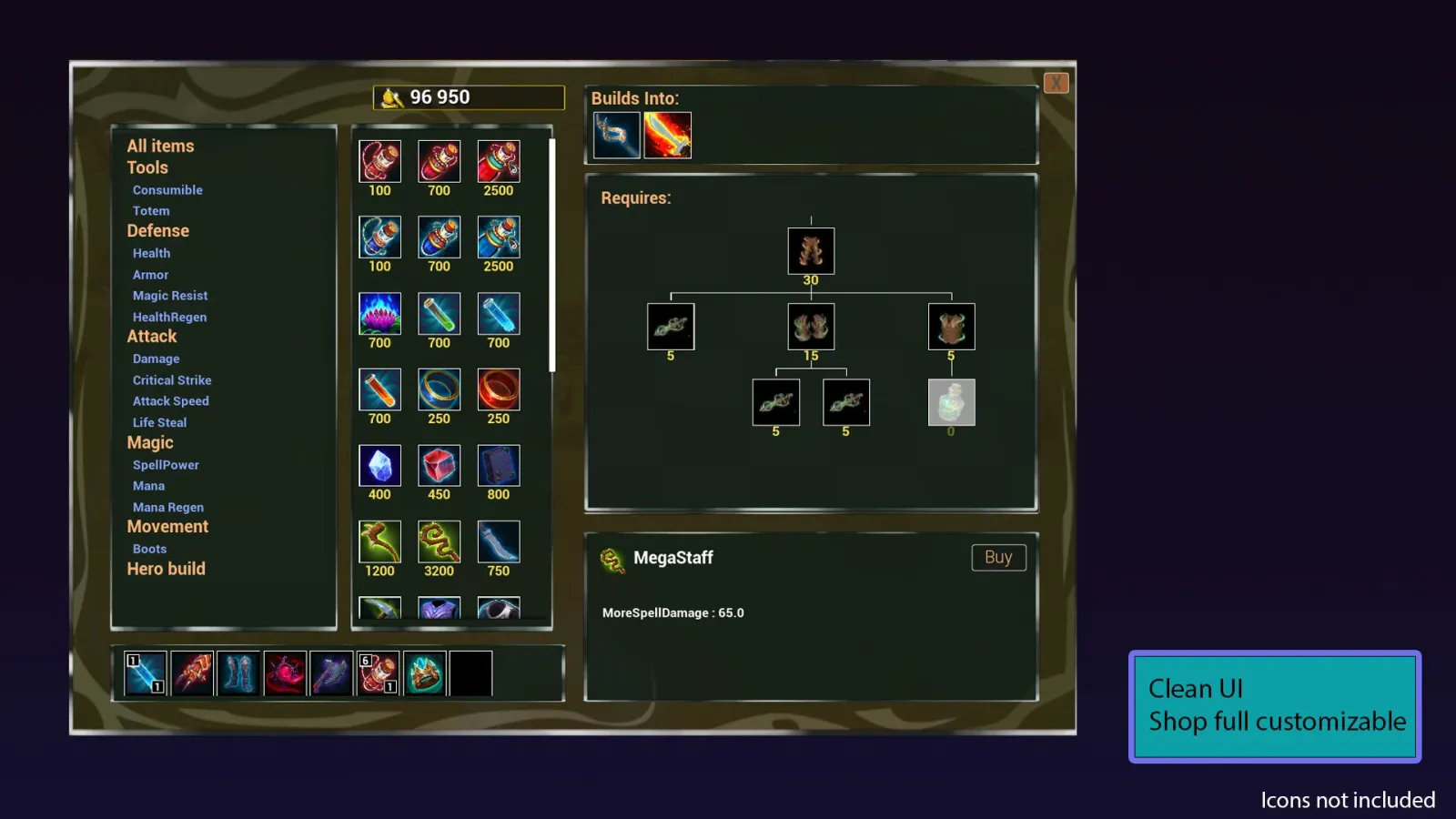 Easy Moba Shop item shop interface in Unreal Engine