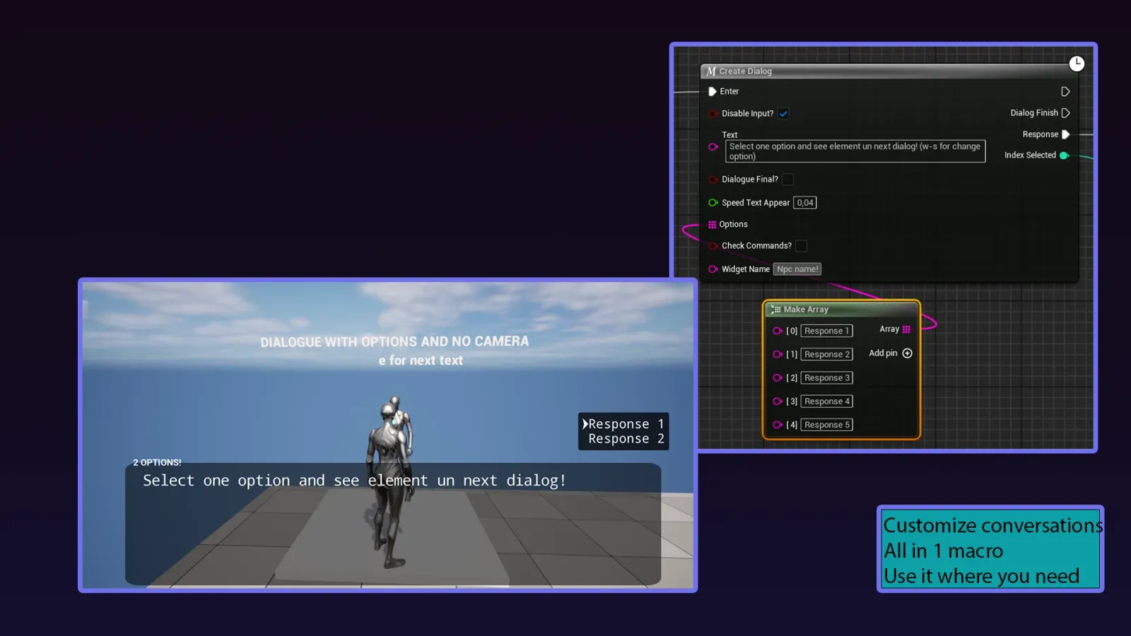 Easy Dialogue System nodos de salida de diálogo interactivo en Unreal Engine