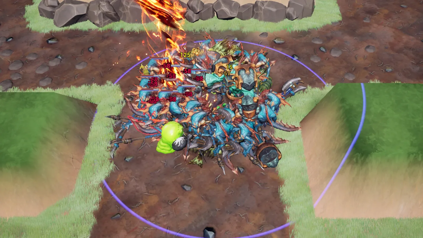 Oleada de enemigos avanzando en Kaldros: Team Survival